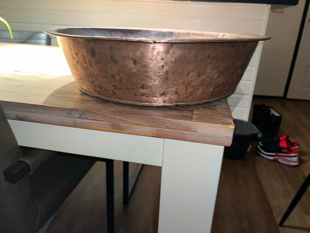Antieke koperen schaal - Decoratieve blikvanger, Ophalen