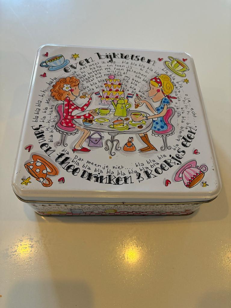 Blond koekjestrommel, Ophalen of Verzenden, Gebruikt, Metaal, Blond Amsterdam