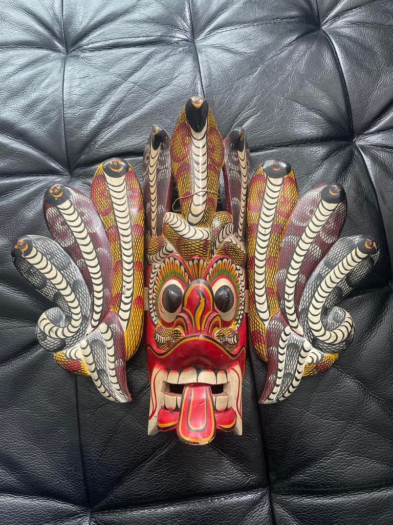Vintage Sri Lanka Cobra Masker - Handgesneden Hout, Overige onderwerpen, 20 - 50 cm, Hout, Overige stijlen