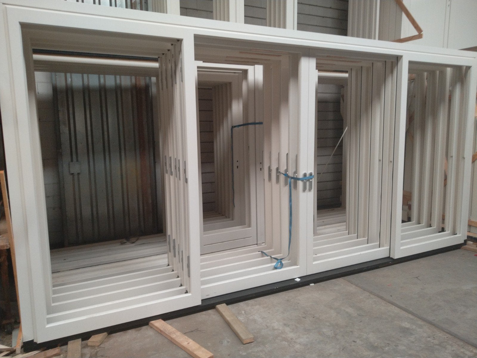 hardhouten schuifpui met 2 schuifdeuren 4 vakken, Deurkozijn, 225 cm of meer, Nieuw, Ophalen of Verzenden