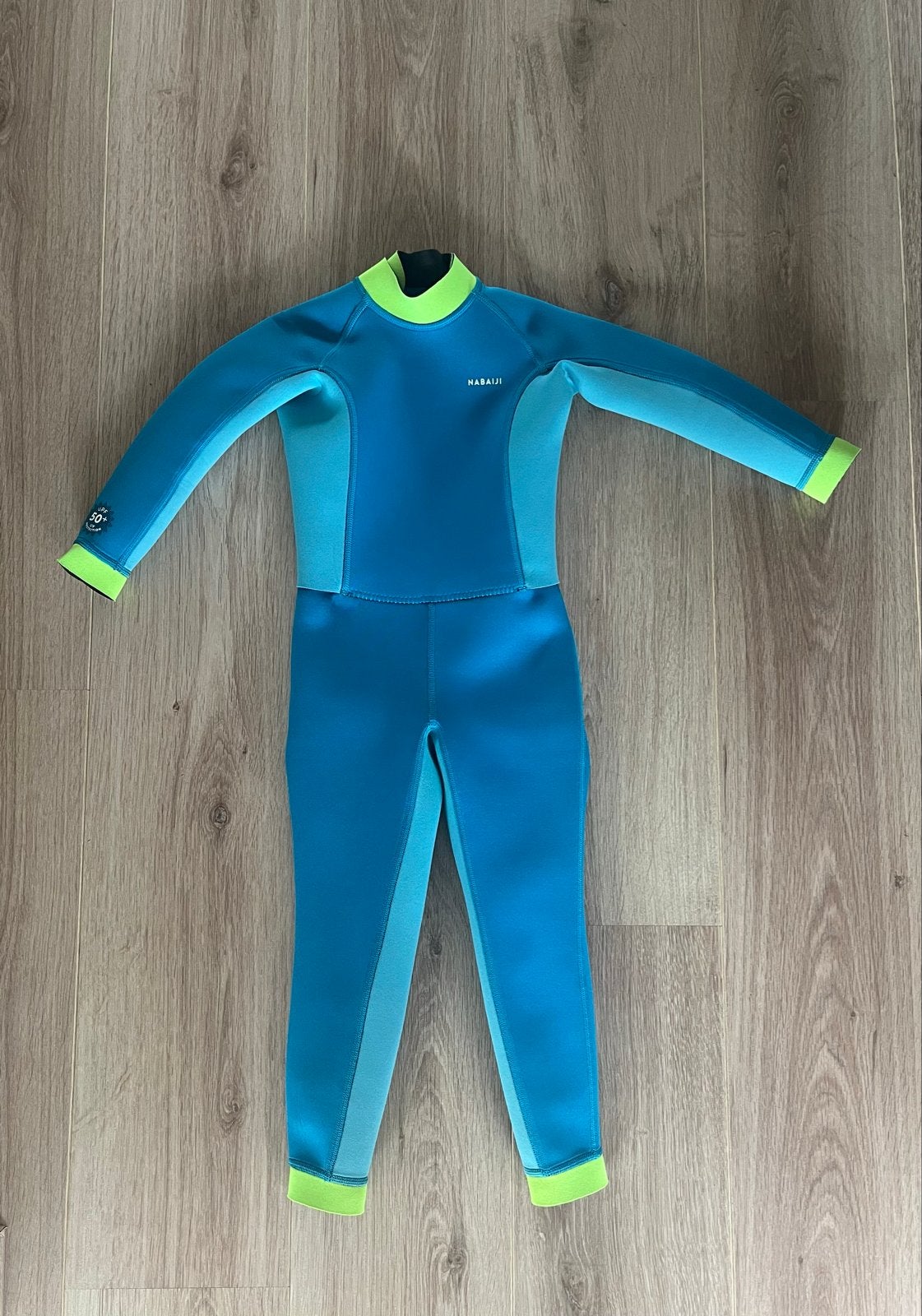 Nabaiji Wetsuit Kinderen - Blauw/Groen - 4/5 jaar, Watersport en Boten, Watersportkleding, Ophalen of Verzenden, Zo goed als nieuw