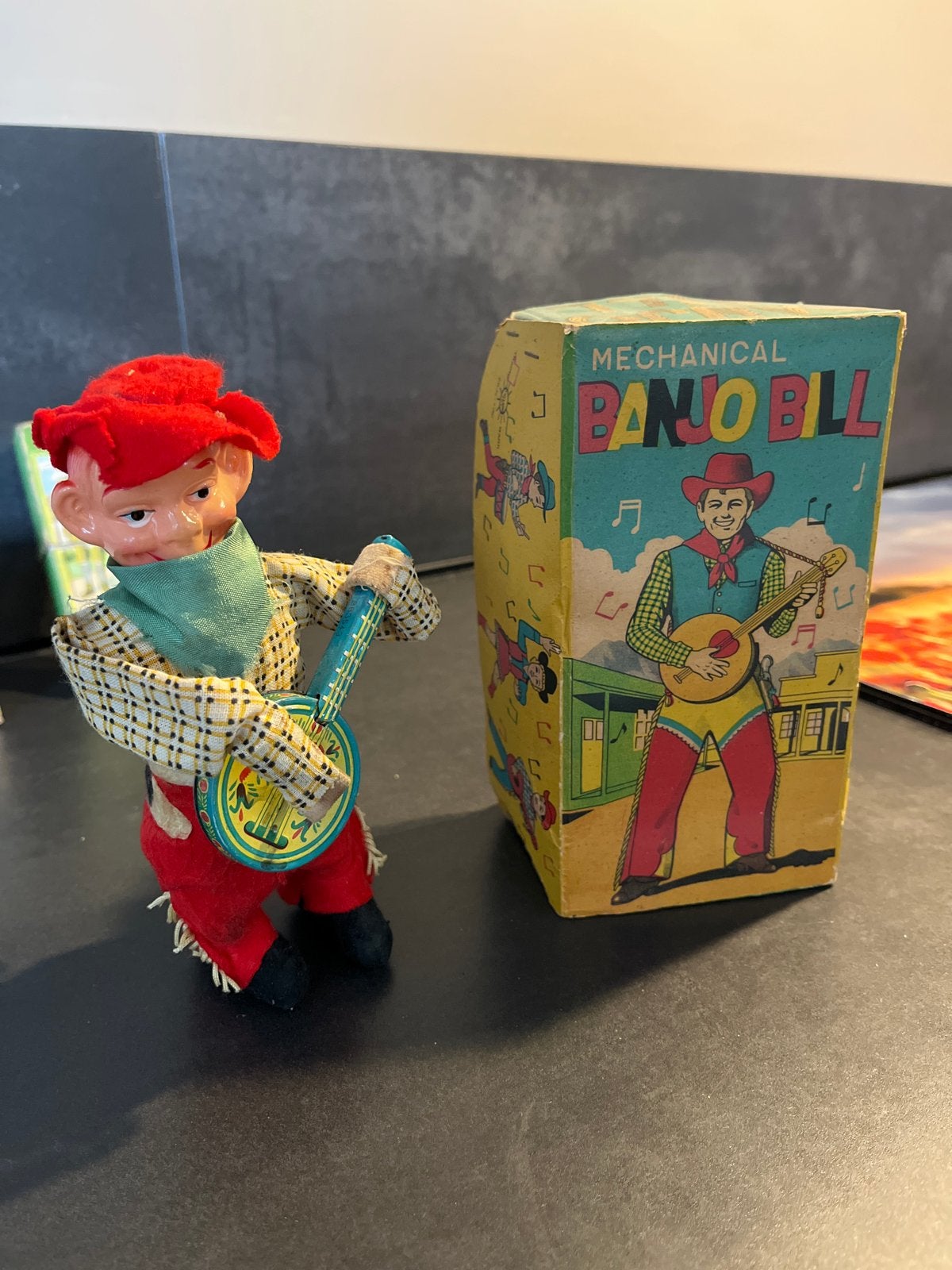 Vintage Mechanische Banjo Bill Speelgoed met Originele Doos, Ophalen of Verzenden