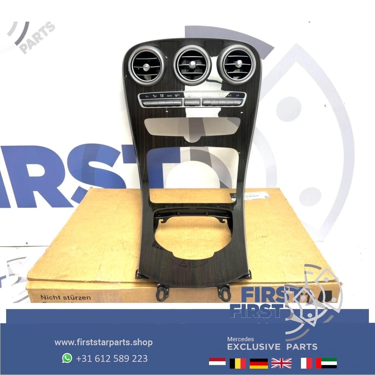 W205 C205 HOOGGLANS HOUT MIDDENCONSOLE origineel MB C KLASSE, Auto-onderdelen, Gebruikt, -, Ophalen of Verzenden, -
