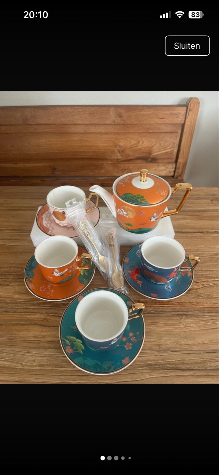 Aziatisch theeservies met theepot, kopjes en lepels, Ophalen, Aziatisch, Overige merken, Keramiek