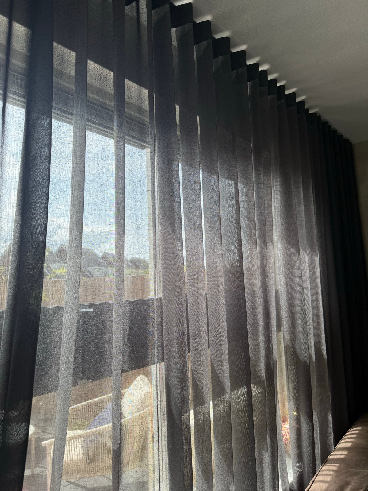 Antraciet wavegordijn, Huis en Inrichting, Vitrage, Zwart, Ophalen of Verzenden, Lichtdoorlatend