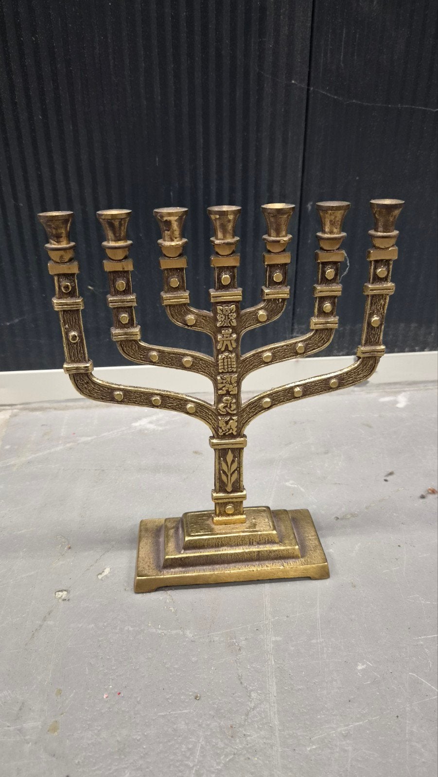 Vintage Messing Menorah - Hen Holon Israël, Antiek en Kunst, Ophalen