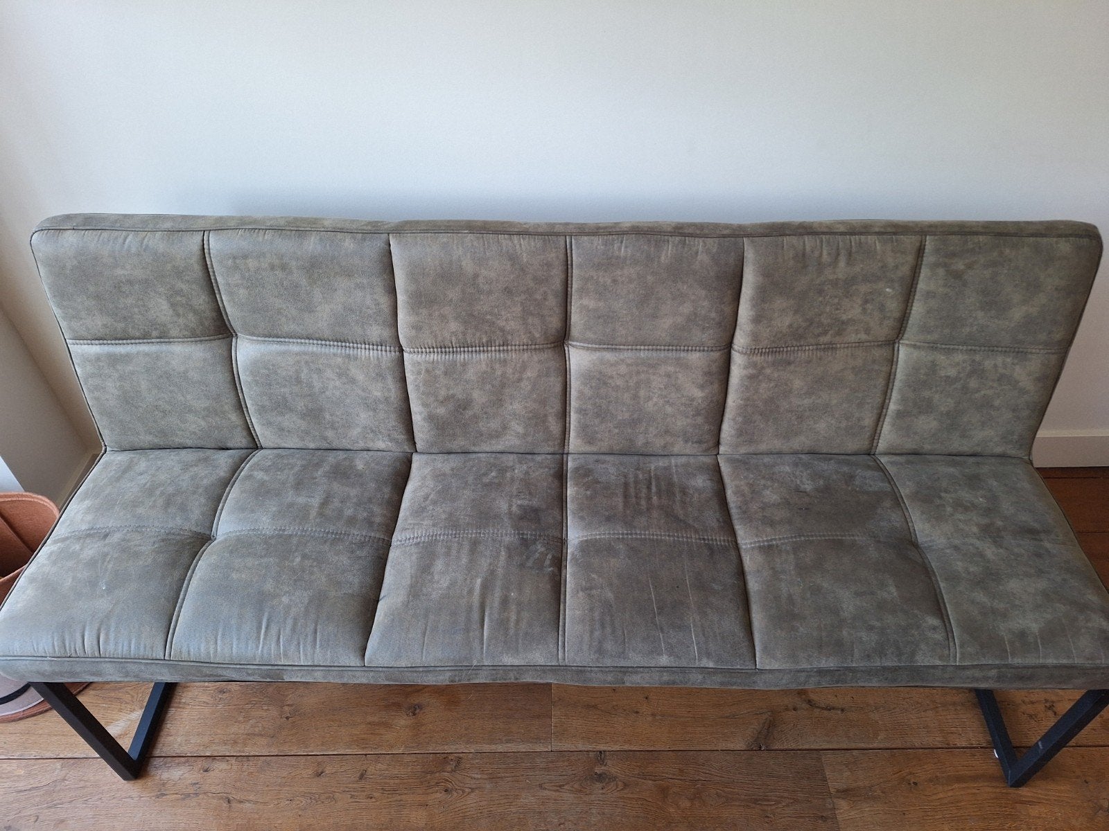 Donkergroene eetbank +/- lengte 184 cm, Ophalen, Gebruikt, Minder dan 75 cm, 150 tot 200 cm