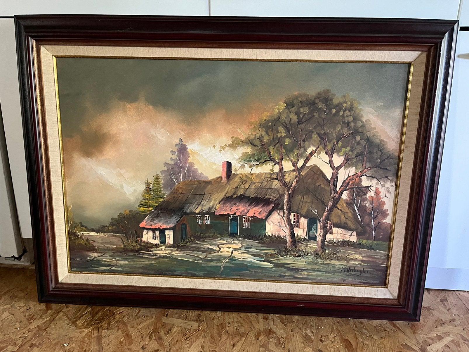 Prachtig schilderij van n Vd Heijden met mooie houten lijst, Ophalen