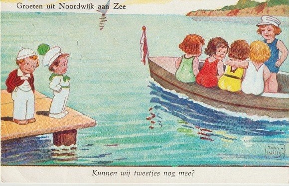 Getekend 1962 John Wills groeten uit Noordwijk aan Zee, Verzenden, 1960 tot 1980, Gelopen, Overige thema's