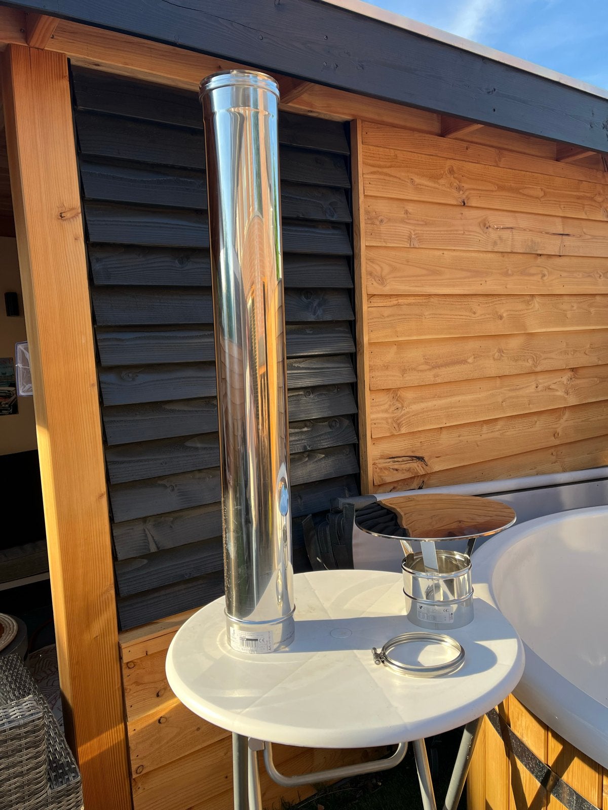 RVS rookkanaal 1000mm Ø 130mm voor houtkachel/hottub, Huis en Inrichting, Kachels, Ophalen, Zo goed als nieuw, Hout, Houtkachel