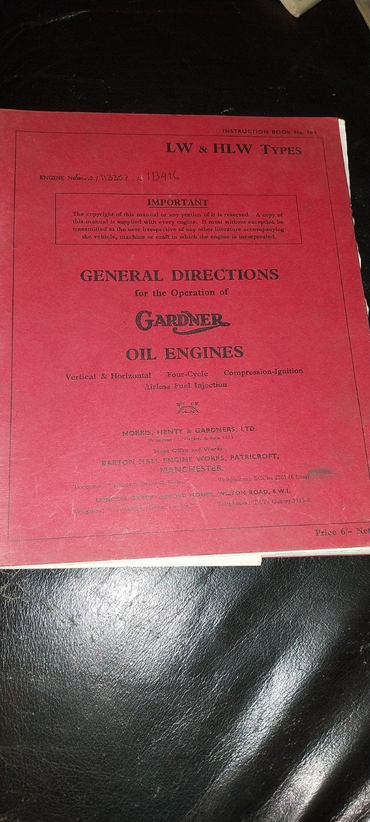 Gardner LW HLW instructie boek Kromhout motor oud antiek, Ophalen of Verzenden