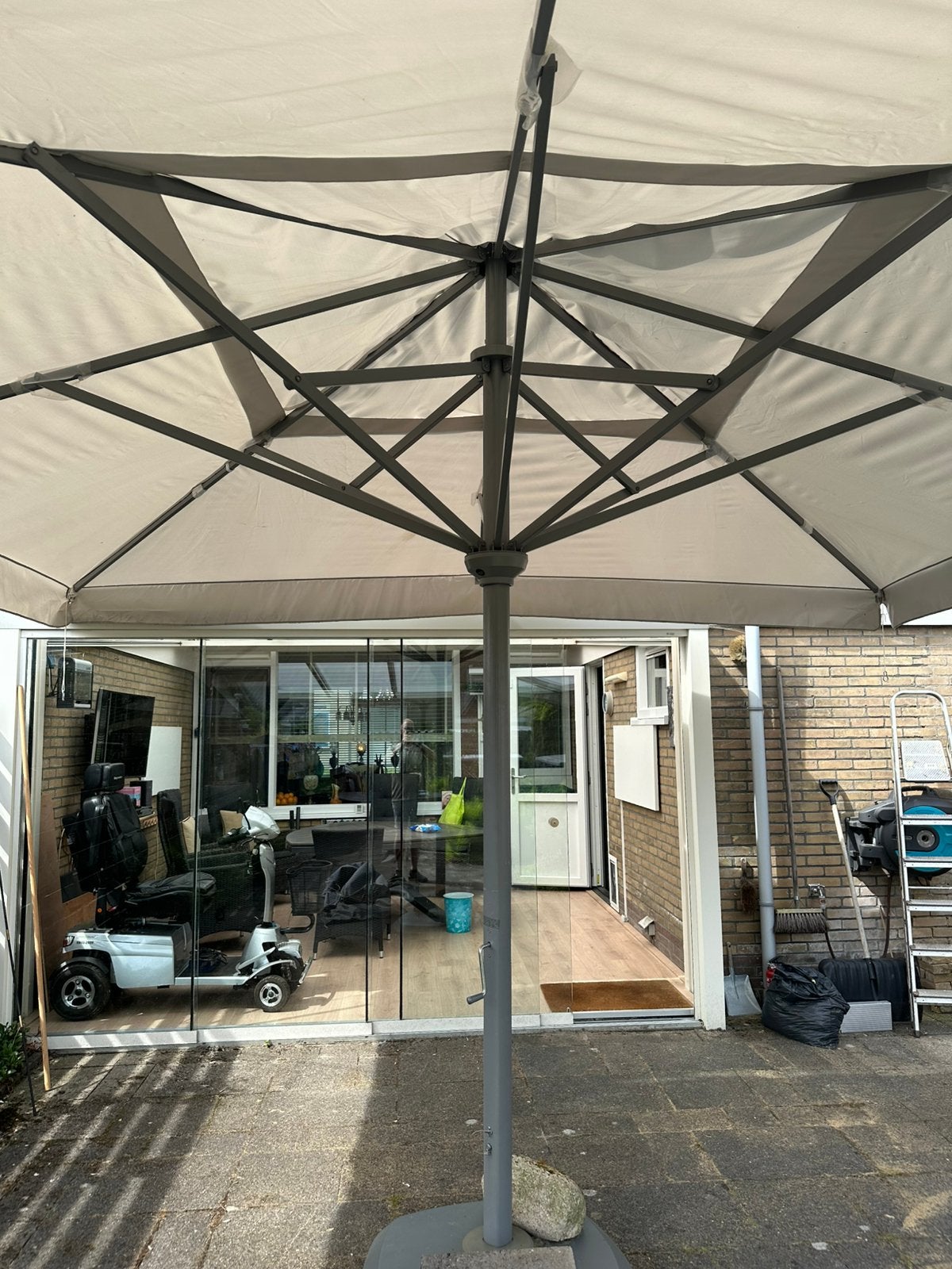 Parasol 4.5x4.5, Ophalen of Verzenden, Zo goed als nieuw, 1 tot 2 meter