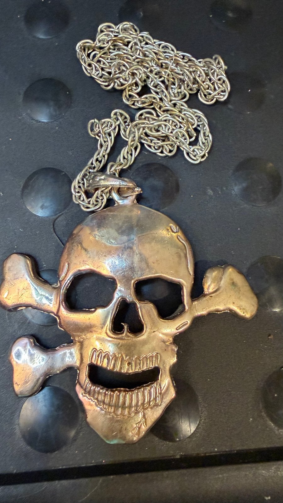 Doodshoofd ketting met hanger, Gebruikt, Ophalen of Verzenden, Zilver, Overige materialen