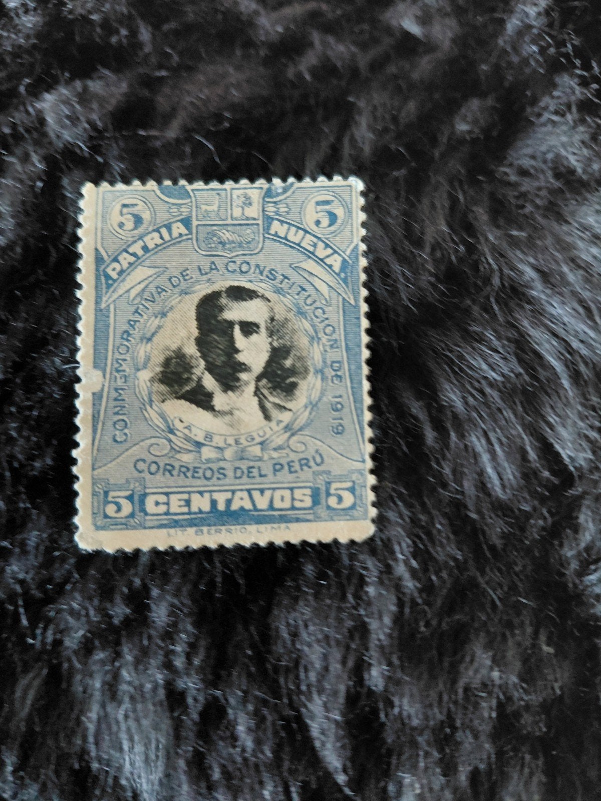 Peru 1919 postzegel 5 Centavos A.B. Leguia, Ophalen of Verzenden, T/m 1940, Gestempeld