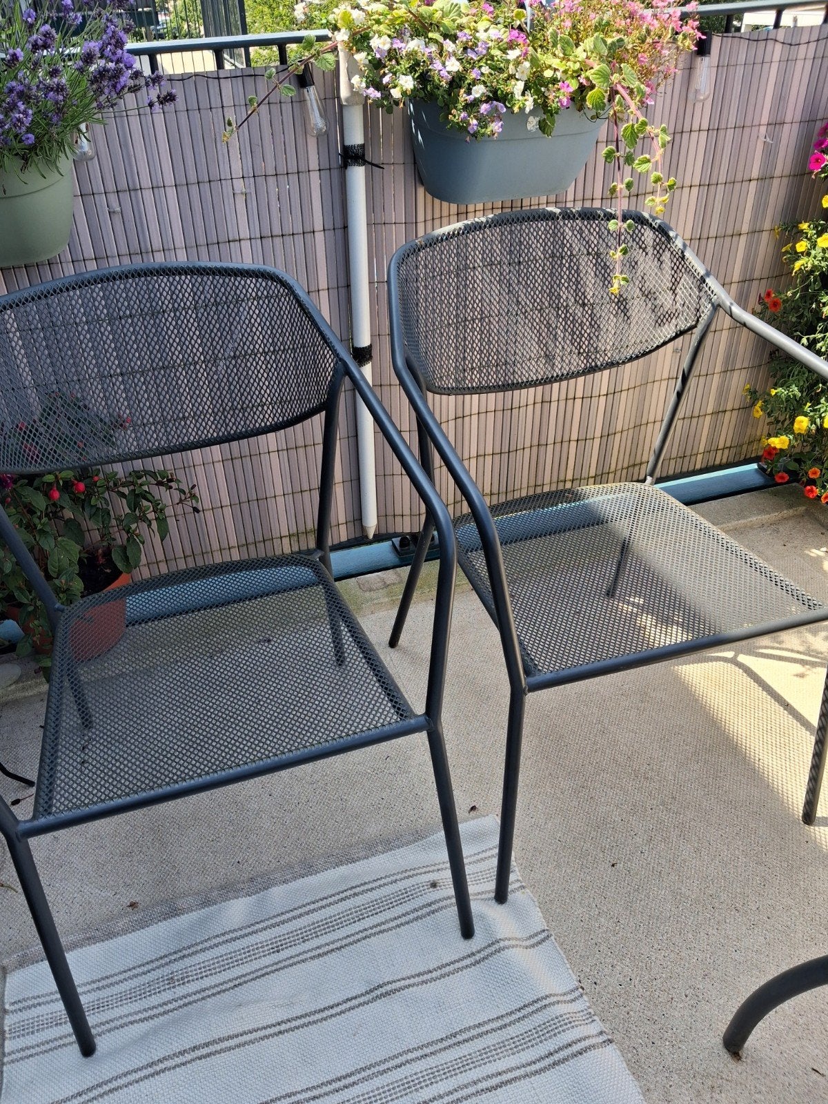 RVS/ metaal , fijne stoelen voor op balkon of erbij., Ophalen, Zo goed als nieuw, Rvs, Stapelbaar
