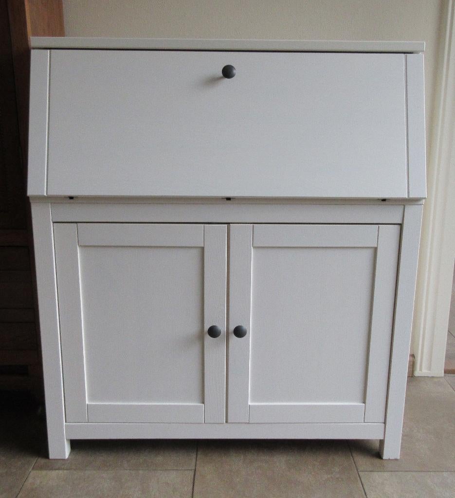 Witte secretaire /  buro Hemnes Ikea, Secretaire, Zo goed als nieuw, IKEA, Wit