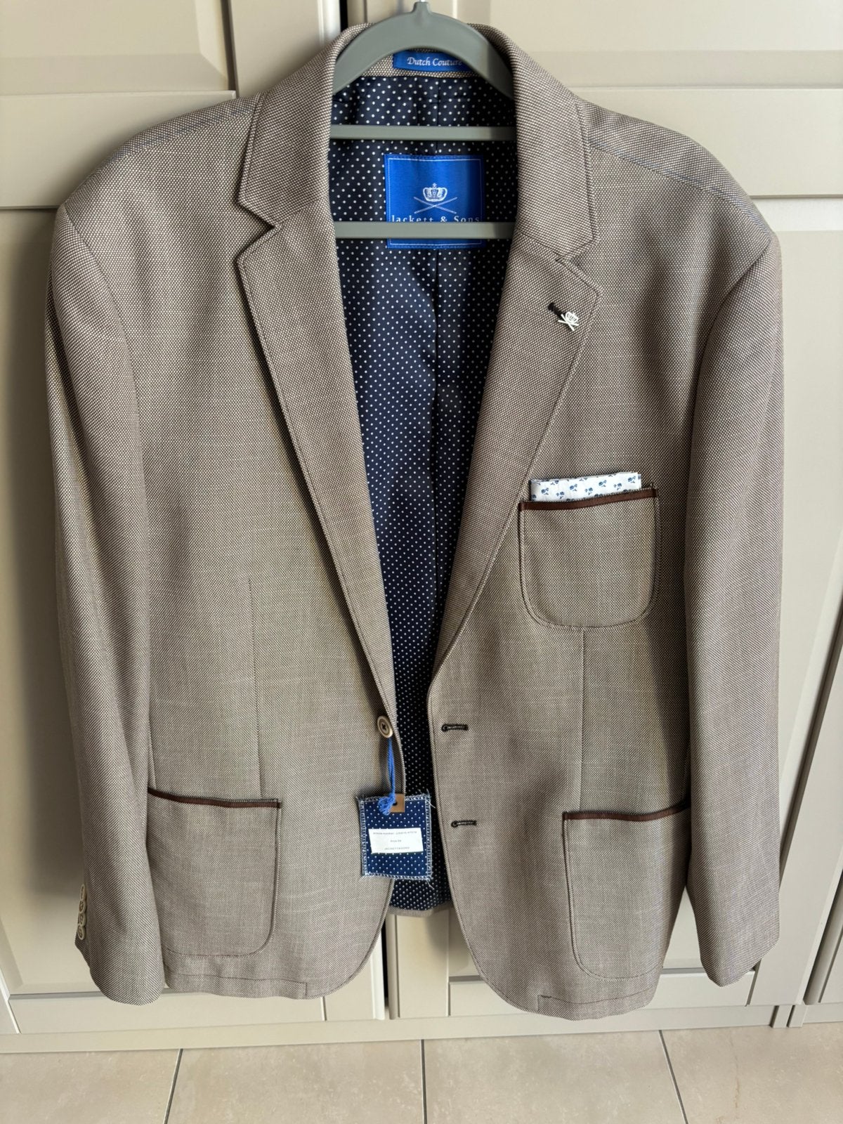 Nieuw bruin creme colbert jas Jackett & Sons maat 58, Ophalen of Verzenden, Nieuw, Maat 56/58 (XL), Bruin