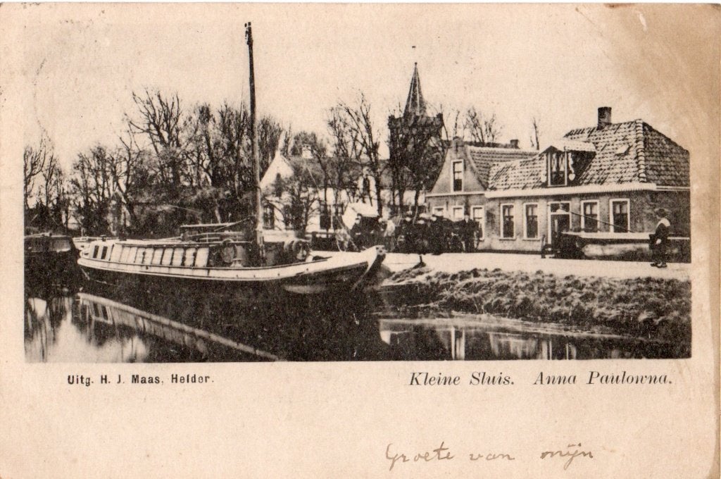 Anna Paulowna, Kleine Sluis. 7188 - met vlek, Verzamelen, Ansichtkaarten | Nederland, Verzenden, Voor 1920, Gelopen, Noord-Holland