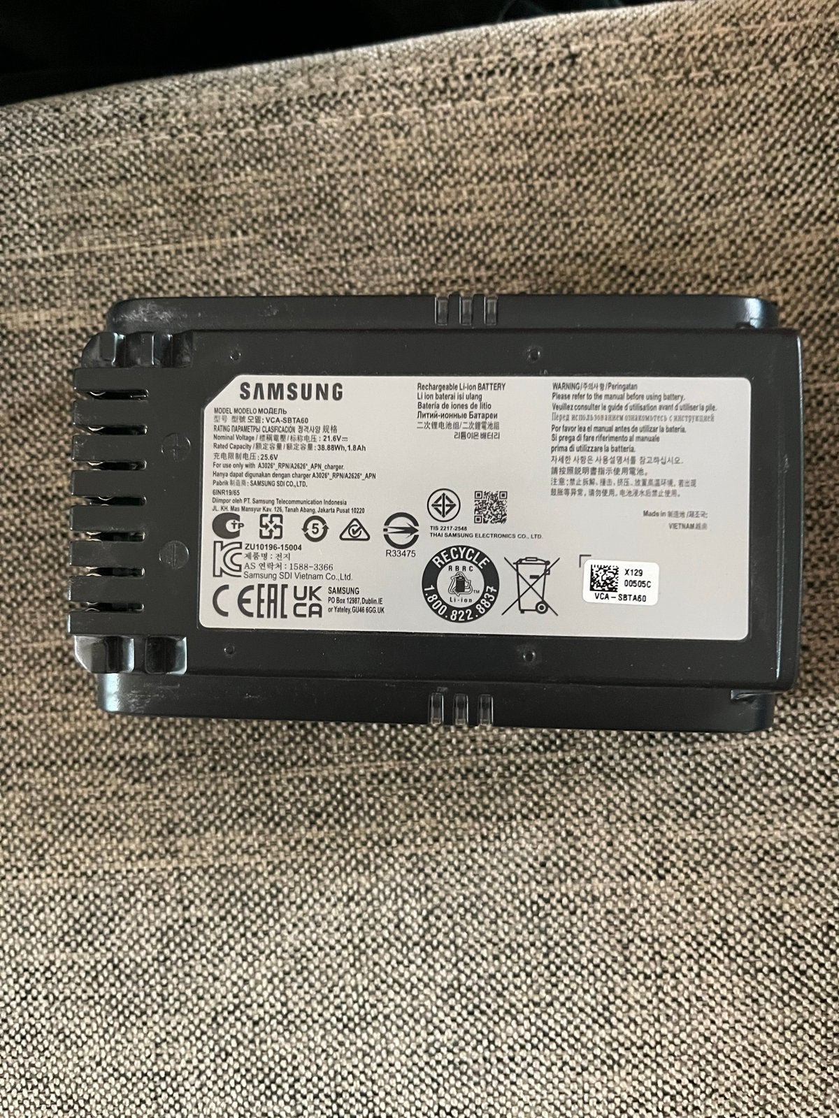 Samsung Stofzuiger Accu VCA-SBTA60, Ophalen of Verzenden, Zo goed als nieuw