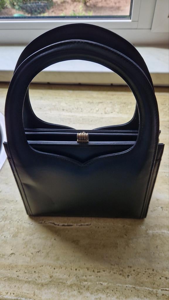 Zwarte chique leren dames tas, Ophalen of Verzenden, Zo goed als nieuw, Zwart, Handtas