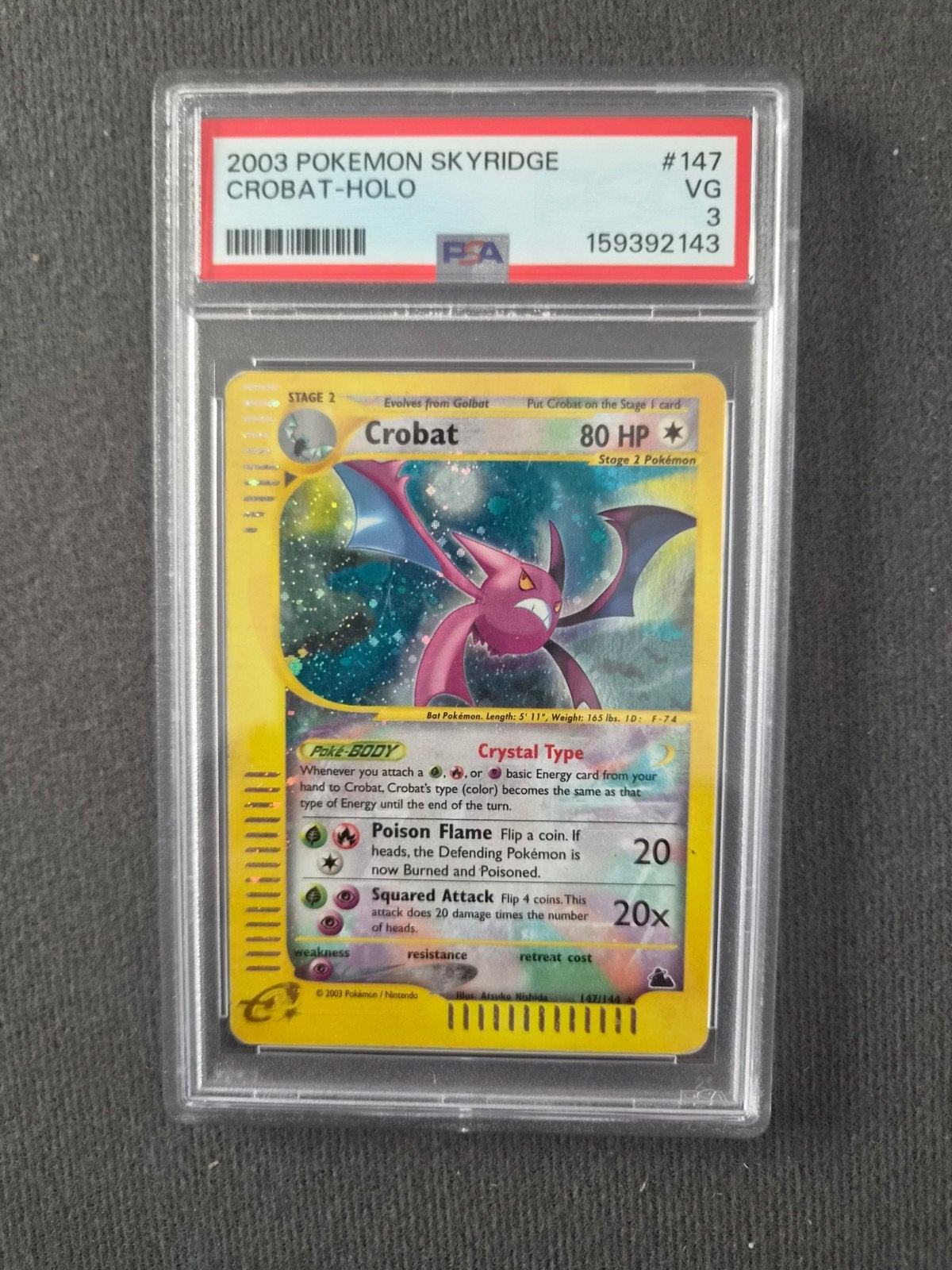 2003 Pokemon Skyridge Crobat Holo PSA 3 VG, Ophalen of Verzenden, Gebruikt, Losse kaart, Foil