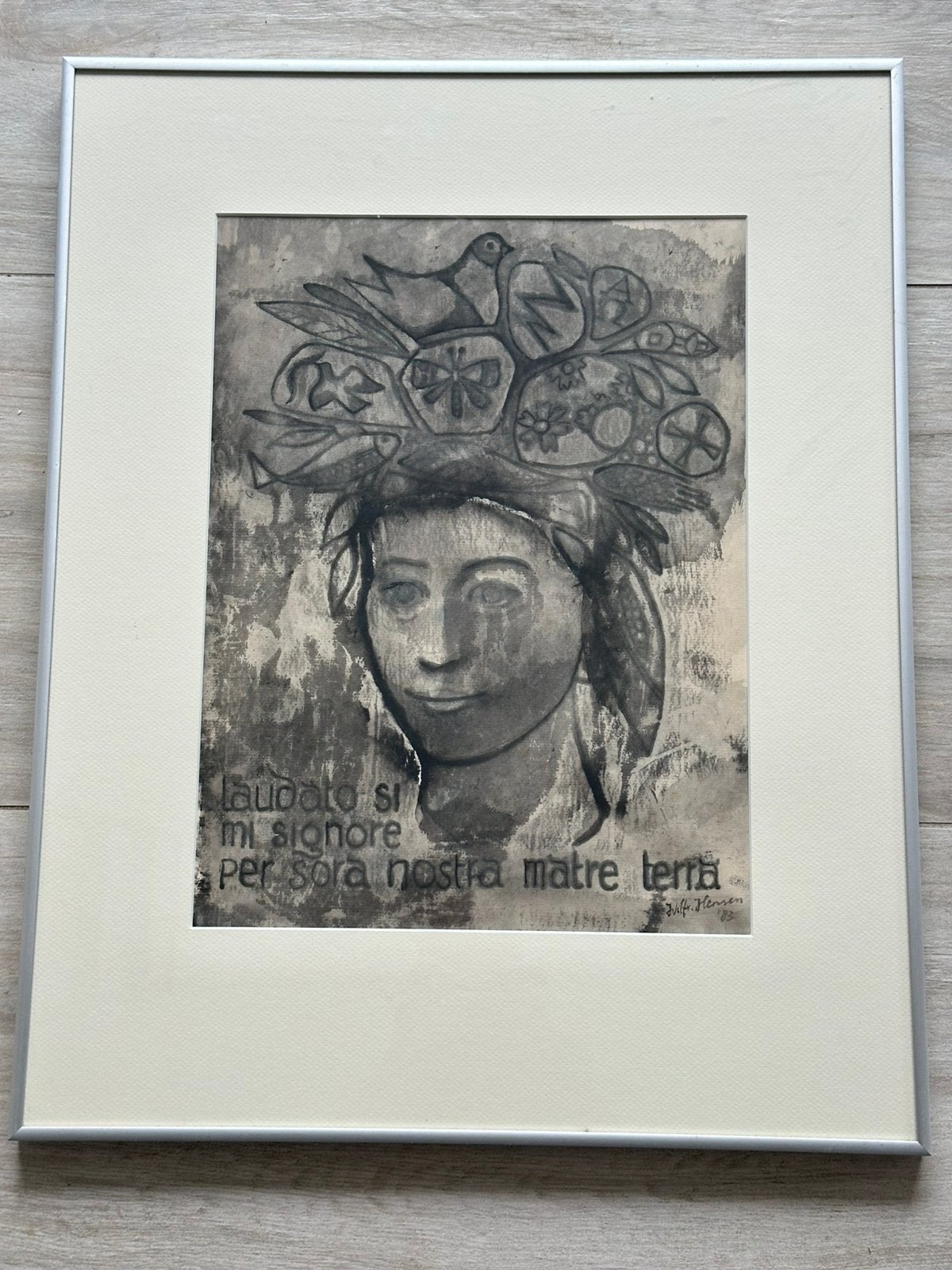 Ladato Si (wees geprezen uitspraak Paus schilderij 46/49cm, Ophalen of Verzenden