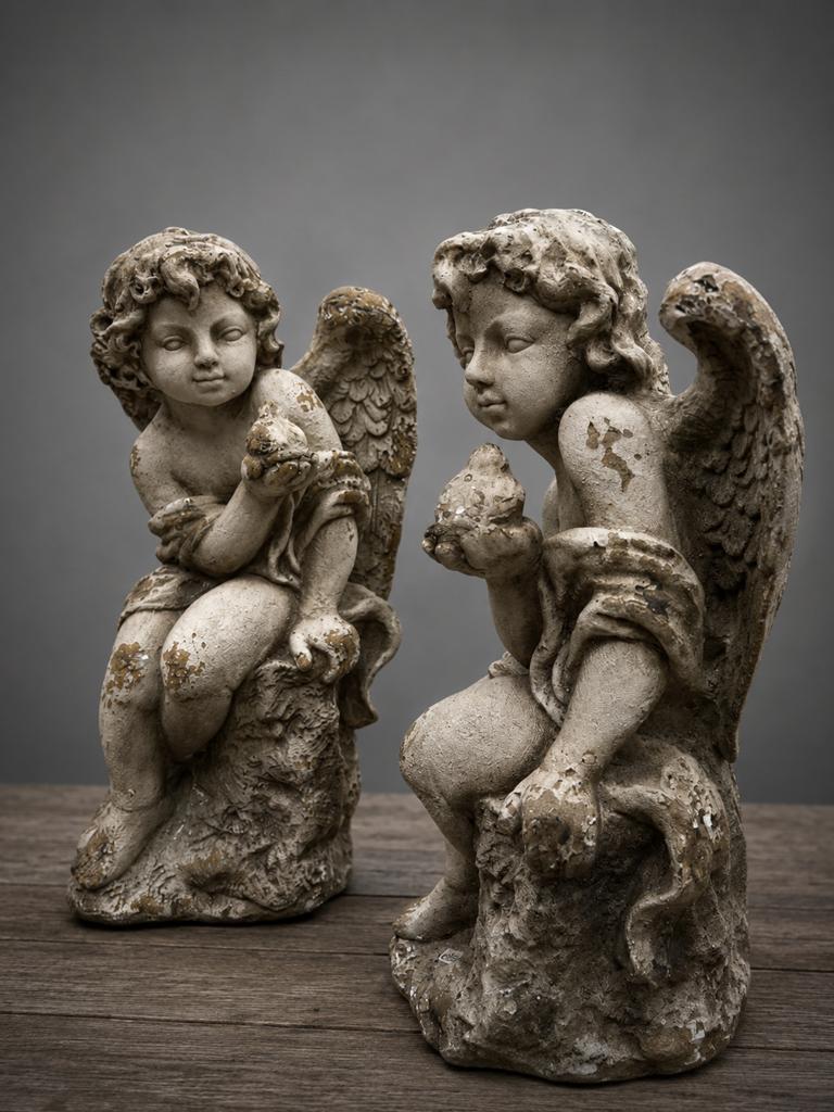 Cherub Tuinbeelden, Antiek en Kunst, Kunst | Beelden en Houtsnijwerken, Beeld, Steen of Keramiek, Overige onderwerpen, 20 - 50 cm