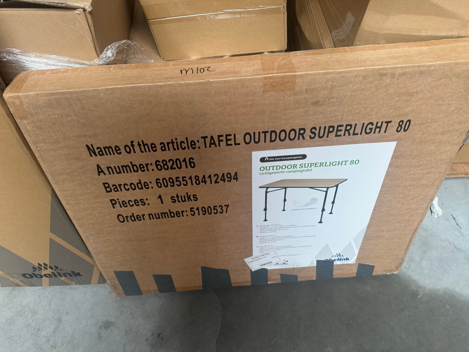 Obelink Outdoor Superlight 80 Lichtgewicht Campingtafel, O, O, O, Nieuw