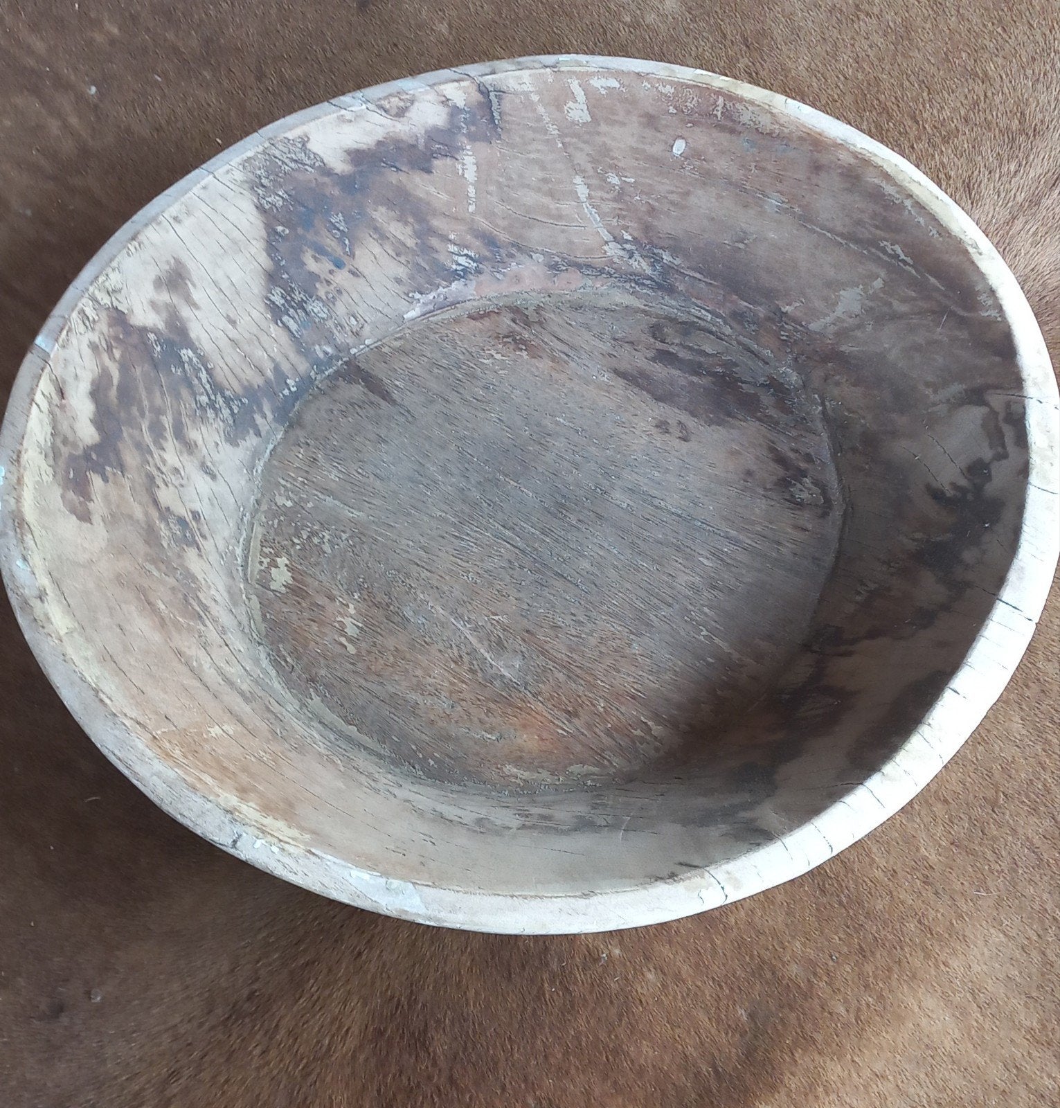 sobere houten schaal, Ophalen, Zo goed als nieuw, Rond, Hout