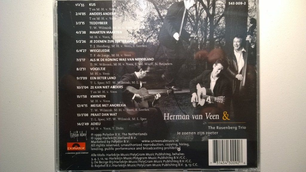 Herman van Veen & The Rosenberg Trio - Je Zoenen Zijn Zoeter, Ophalen of Verzenden, Zo goed als nieuw, Pop, Album