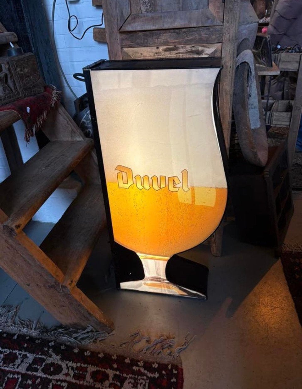 Grote Duvel lichtbak, Ophalen, Gebruikt, Reclamebord, Plaat of Schild, Duvel