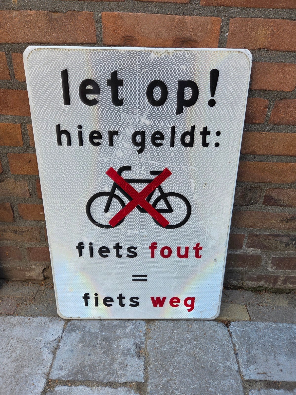 fiets fout parkeren bord, Ophalen of Verzenden, Gebruikt, Reclamebord