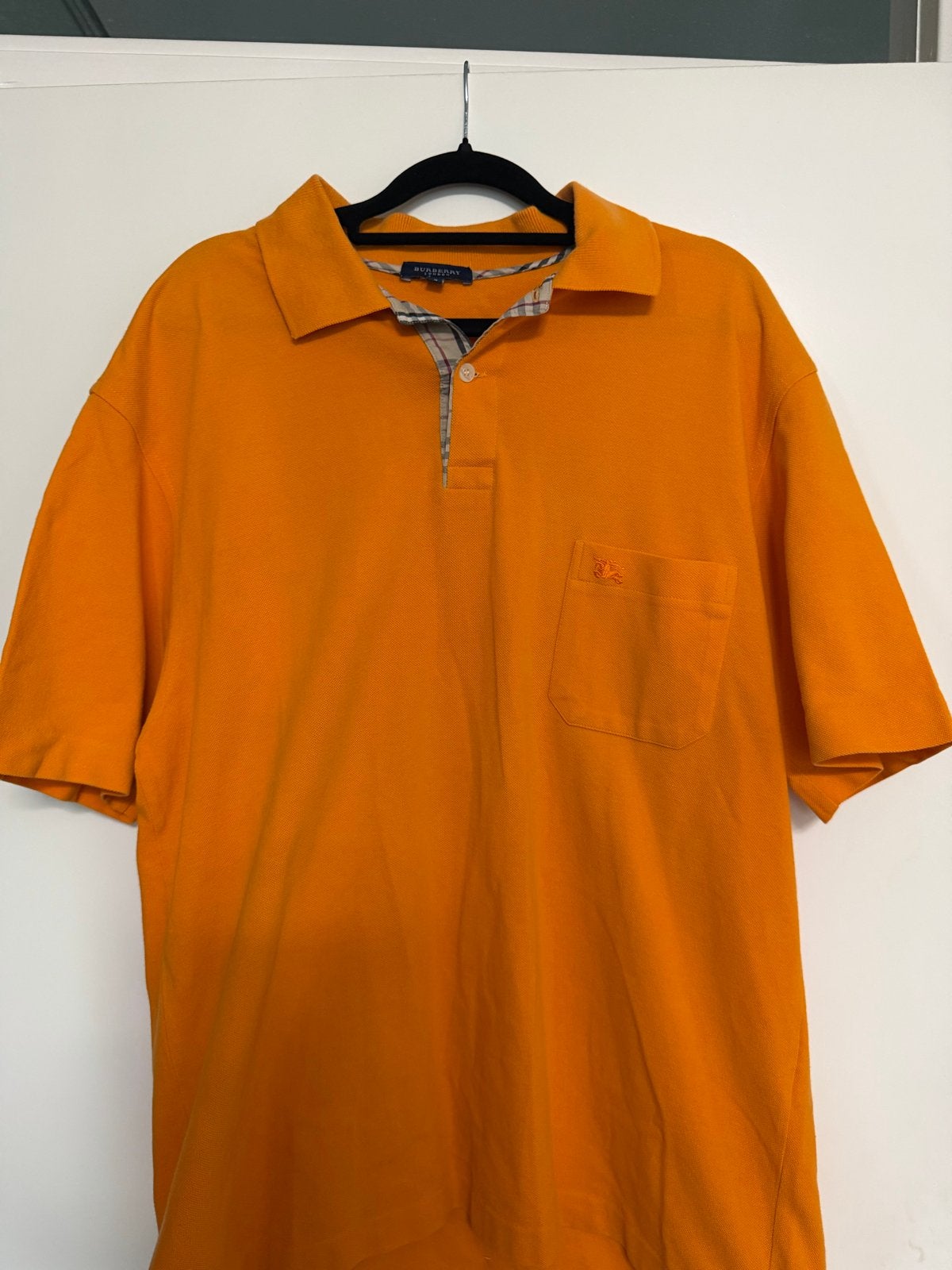 Burberry Polo Shirt Oranje met Nova Check Kraag, Verzenden, Zo goed als nieuw, Maat 52/54 (L), Oranje