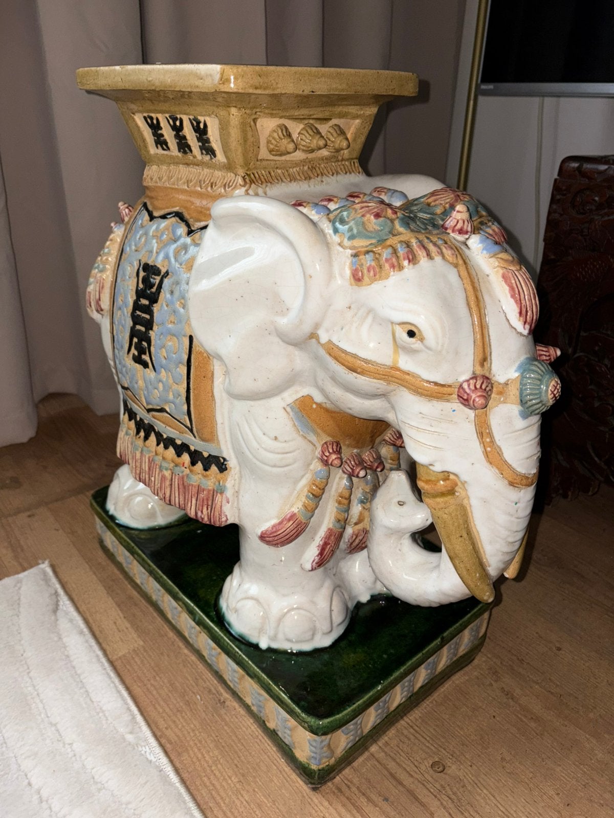 Vintage XXL Keramische Olifant Plantentafel /bijzettafel, Ophalen