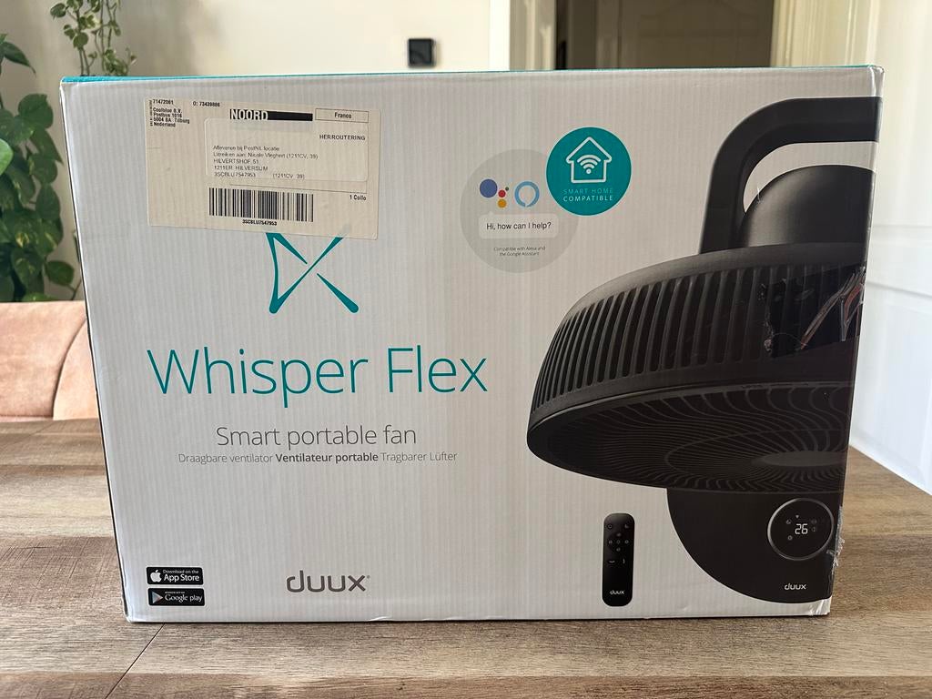 Duux Whisper Flex 1 Zwart - Stille en Krachtige Ventilator, Witgoed en Apparatuur, Ventilatoren, Ophalen of Verzenden, Ventilator met afstandsbediening