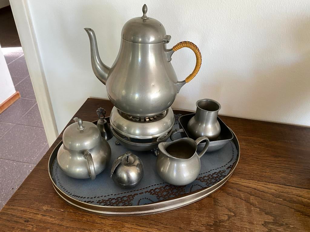 Vintage Tinnen Theeservies - Real Pewter, Ophalen