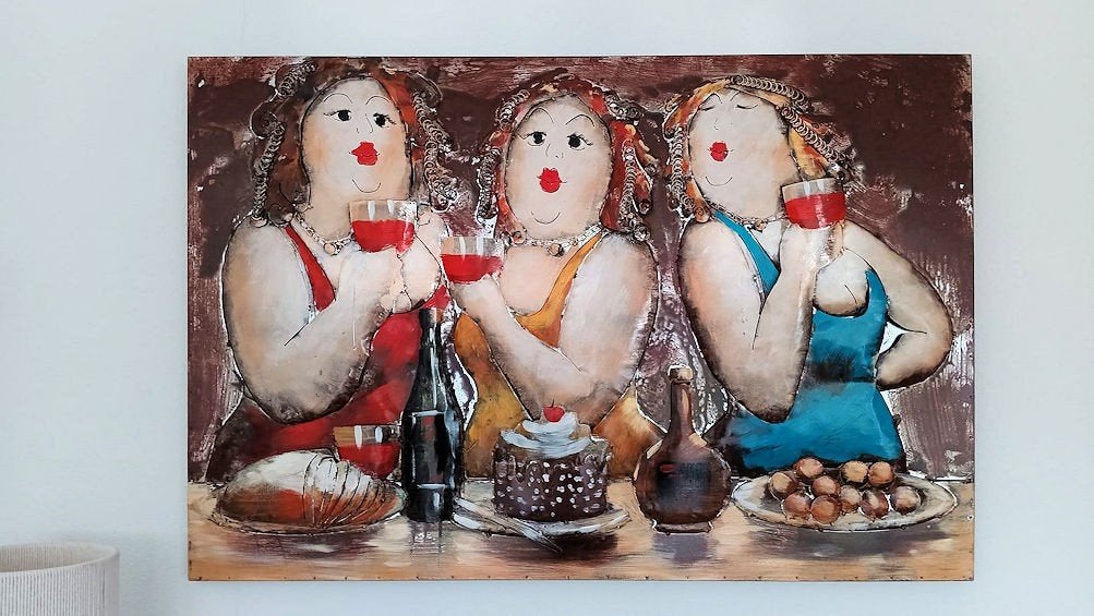 3d schilderij 3dikke dames, Ophalen, Figuren, 3D-effect, Gemengde techniek