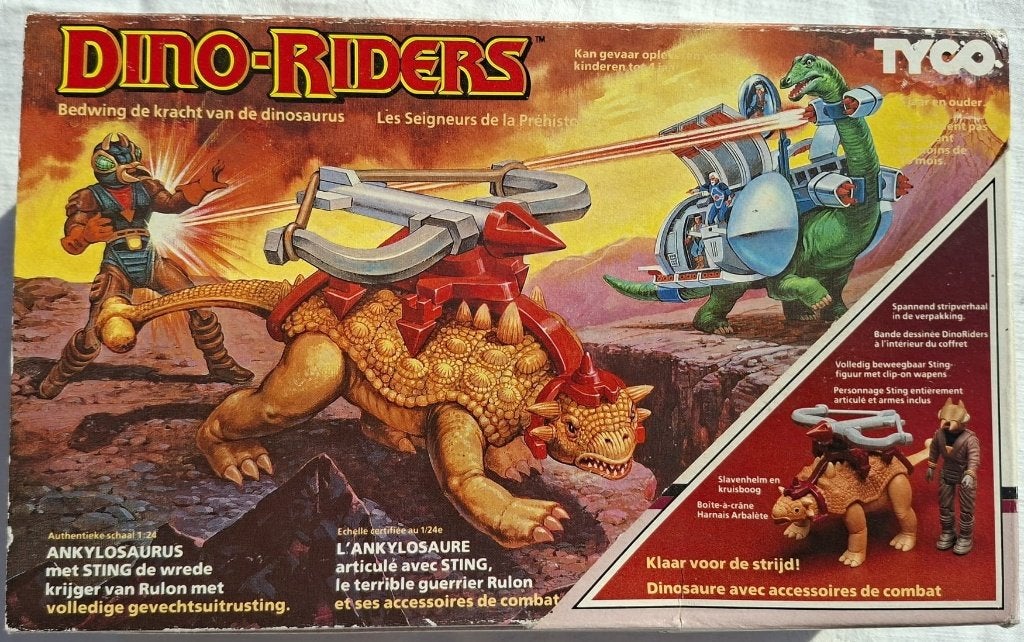 Tyko, Dino-riders, Ankylosaurus & Sting, originele doos 1987, Overige generaties, Ophalen of Verzenden, Zo goed als nieuw