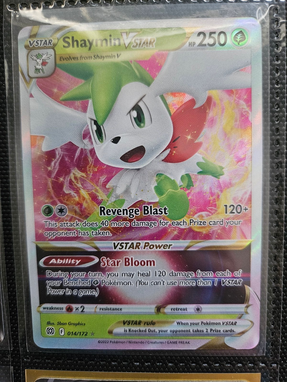 Pokemon Shaymin Vstar 014/172 Brilliant Stars, Ophalen of Verzenden, Zo goed als nieuw, Losse kaart, Foil