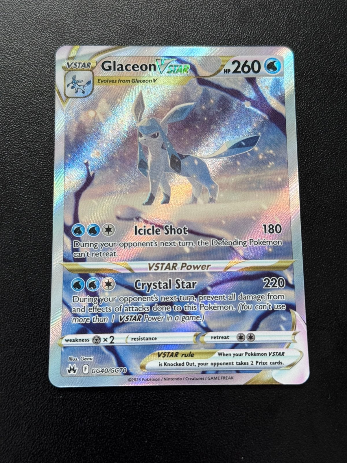 Glaceon Vstar (CRZ GG40) - Crown Zenith, Ophalen of Verzenden, Zo goed als nieuw, Losse kaart