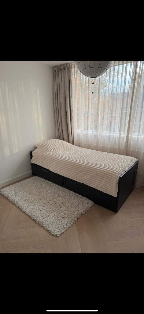 Ikea BRIMNES bedbank, Ophalen, Zwart, Tweepersoons, Zo goed als nieuw