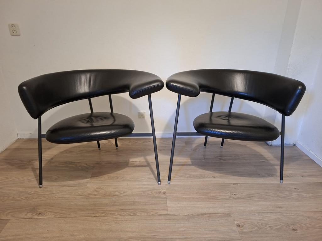 Leolux Divi Divi stoelen set van 2 stuks, Huis en Inrichting, Ophalen, Gebruikt, Twee, Zwart