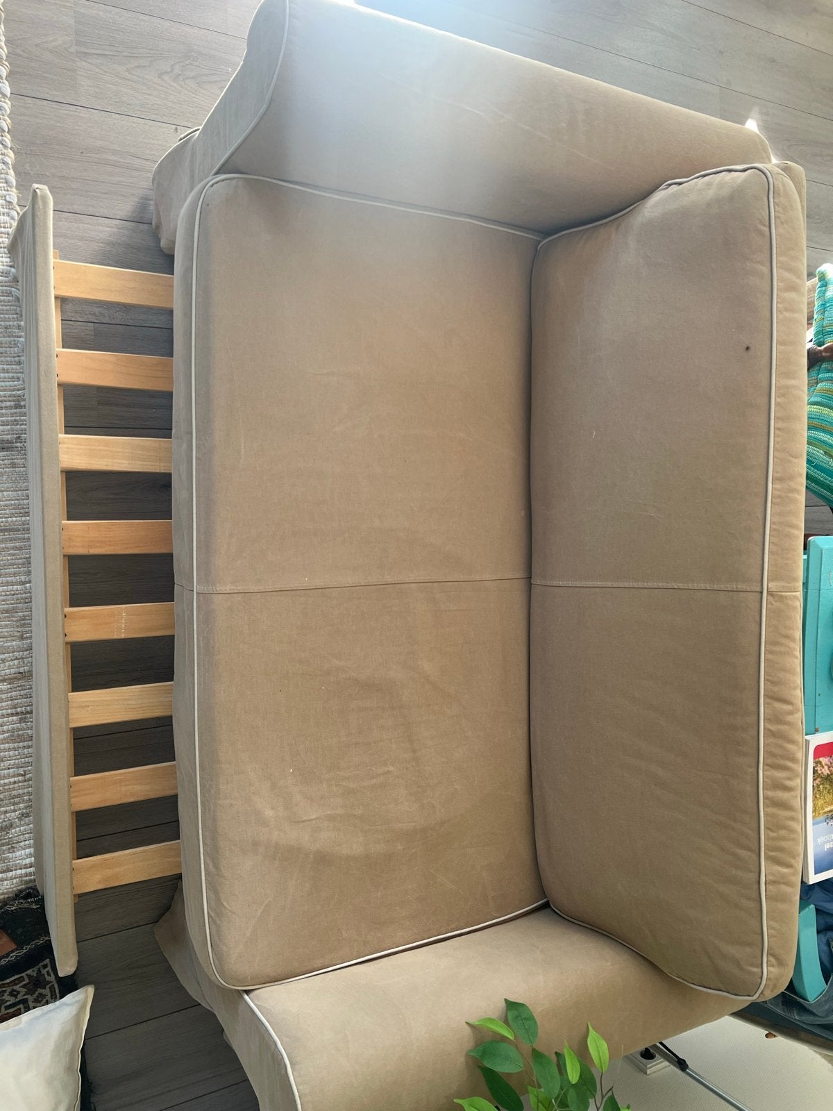 tweepersoons slaapbank - Beige ektorp inclusief topper, Ophalen, 150 tot 200 cm, Tweepersoons, 75 tot 100 cm