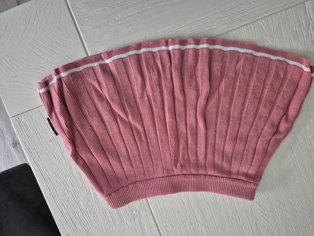 SweetPetit Roze Ribgebreide Rokje met Witte Strepen, Kinderen en Baby's, Babykleding | Maat 86, Meisje, Jurkje of Rokje, Ophalen of Verzenden