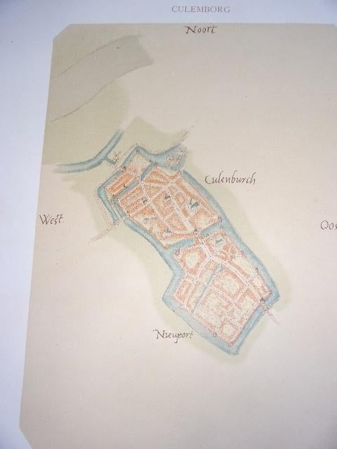 Culemborg. Plattegrond van de stad door Jacob van Deventer, Antiek en Kunst, Kunst | Etsen en Gravures, Ophalen of Verzenden