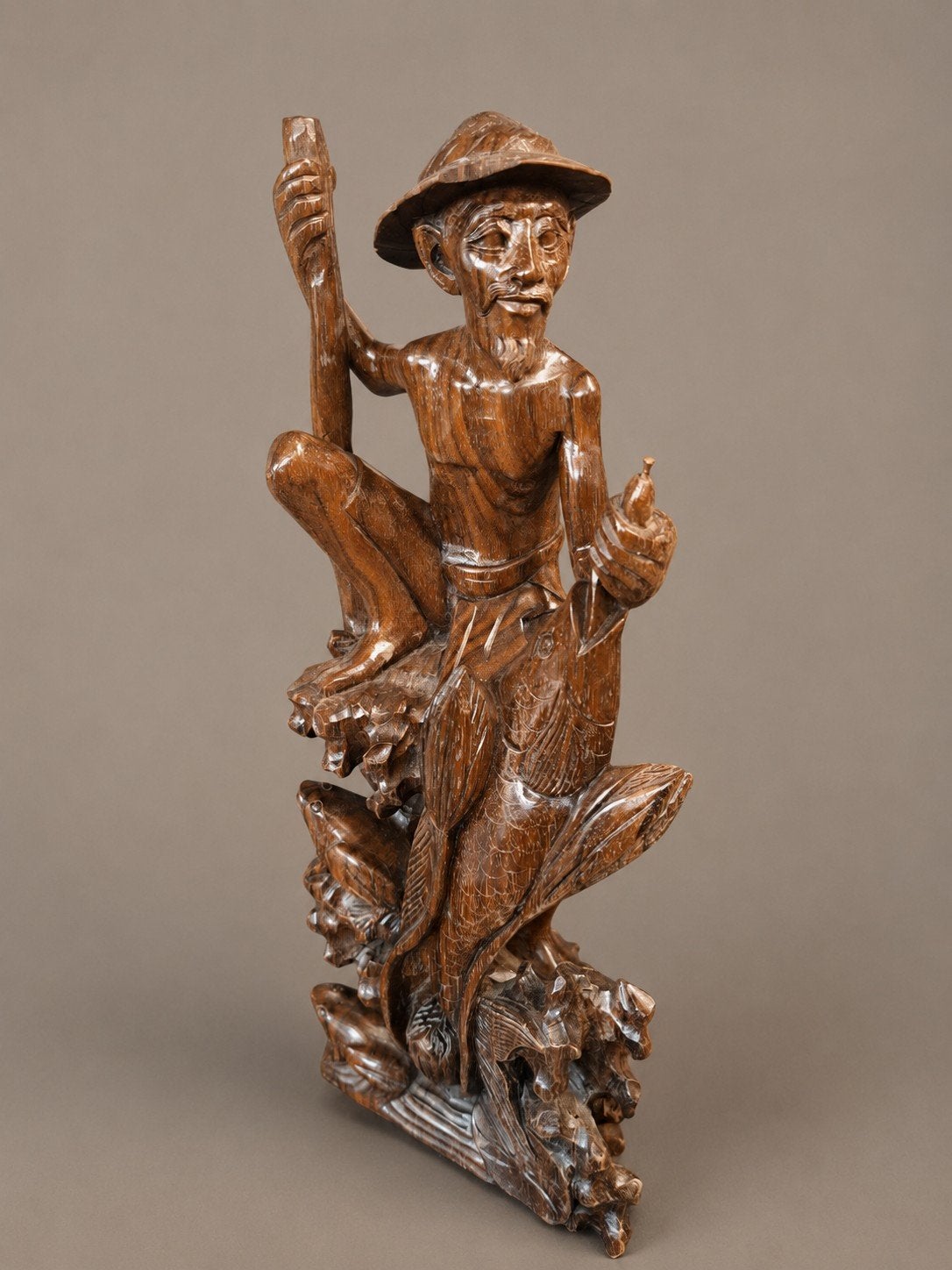 Balinese Visserman Beeld - Coromandel Hout (ca. 1970-1980), Ophalen of Verzenden