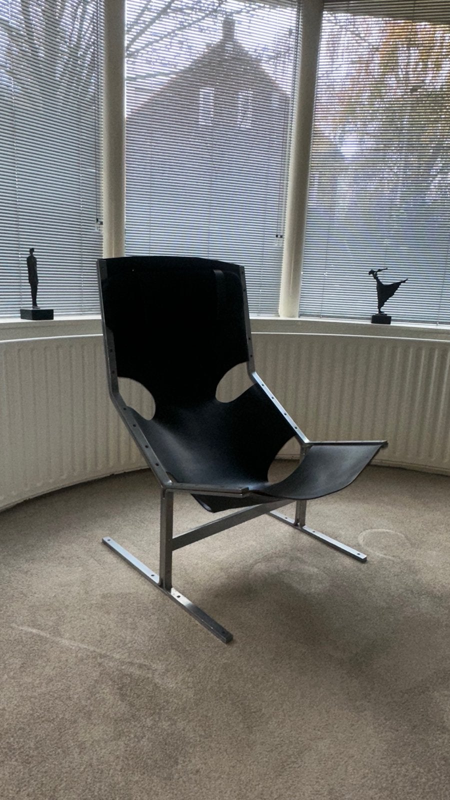 Design fauteuil Pierre Thielen voor Metz & Co., 1960, Ophalen, Zwart, Leer, Zo goed als nieuw