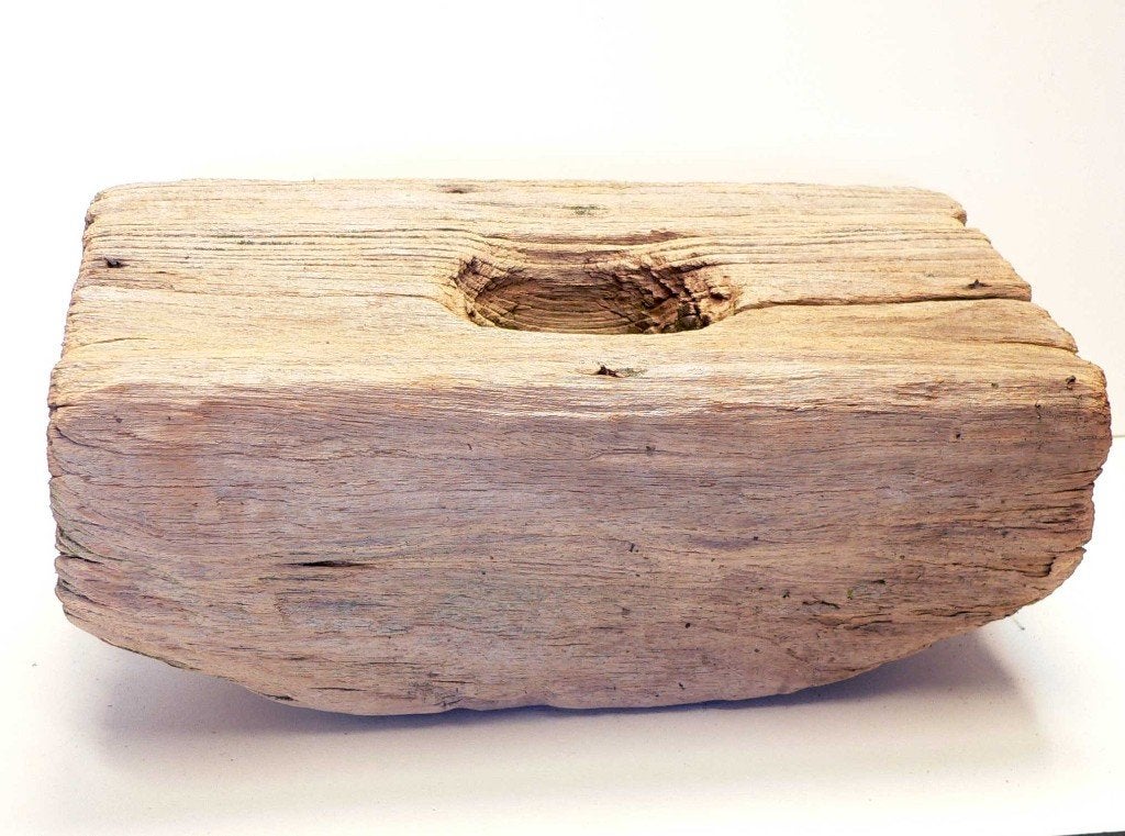 landelijk hout vijzel bak geleefd teak schaal decoratie HV1, Ophalen of Verzenden