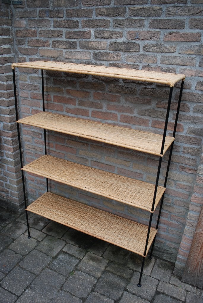 Vintage wandrek met rotanleggers en metalen frame, Ophalen, Gebruikt, Onbekend@voorbeeld.com, Onbekend