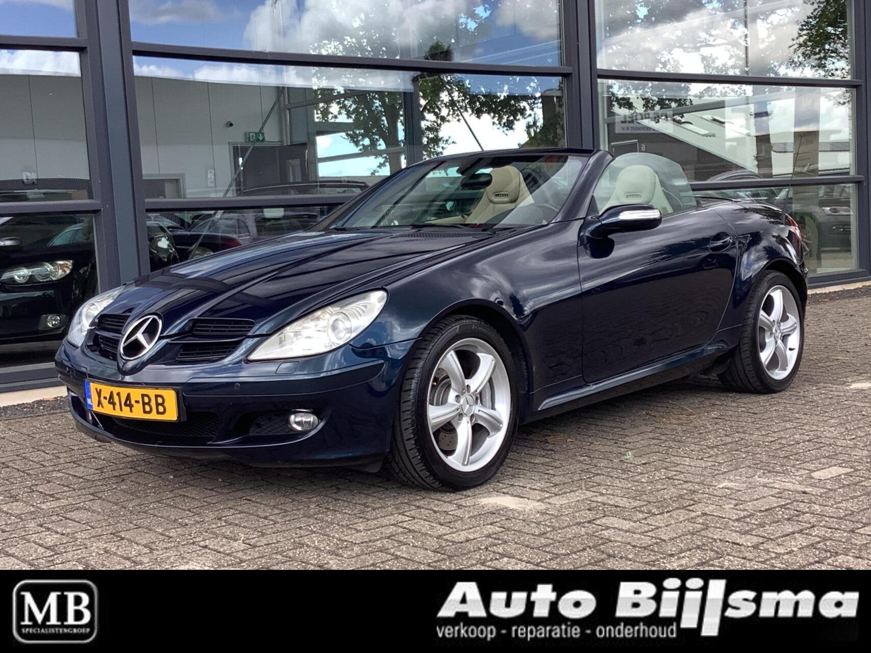Mercedes SLK-klasse 350 automaat, nekverwarming, navi, uniek, Auto's, Achterwielaandrijving, Gebruikt, Cabriolet, Blauw